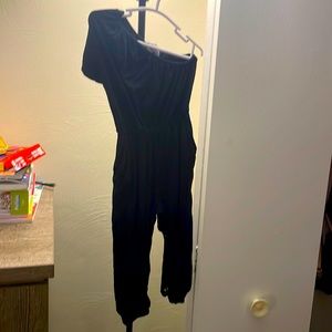 Baileys Blossoms Off Shoulder Black Jumpsuit